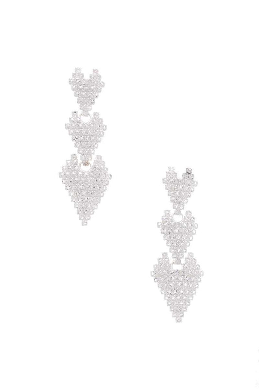 Triple Rhinestone Heart Earring - PureLove Designs LLC