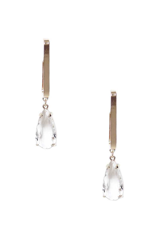 Metal Rectangle Clear Stone Dangle Earring - PureLove Designs LLC