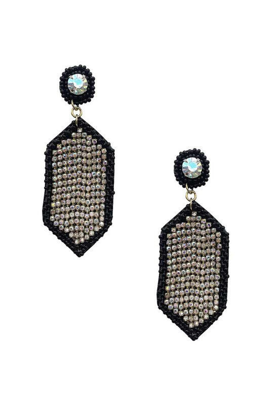 Seed Bead Rhinestone Hexagon Dangle Earring - PureLove Designs LLC