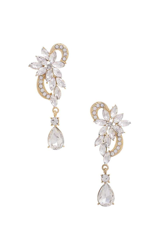 Flower Rhinestone Dangle Earring - PureLove Designs LLC