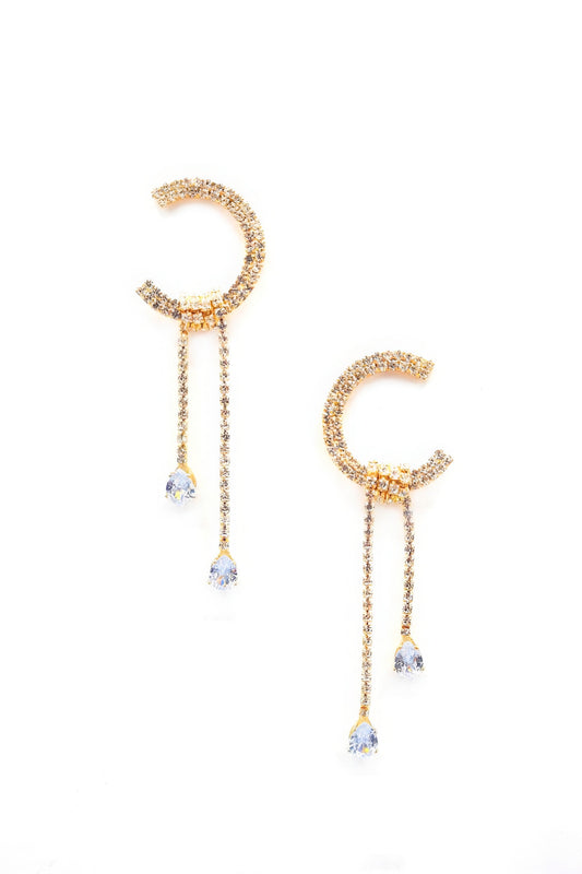 C Shape Rhinestone Dangle Earrng - PureLove Designs LLC