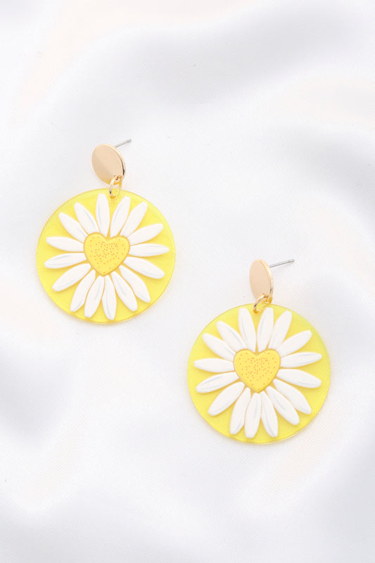 Daisy Printed Round Ac Drop Earriing - PureLove Designs LLC