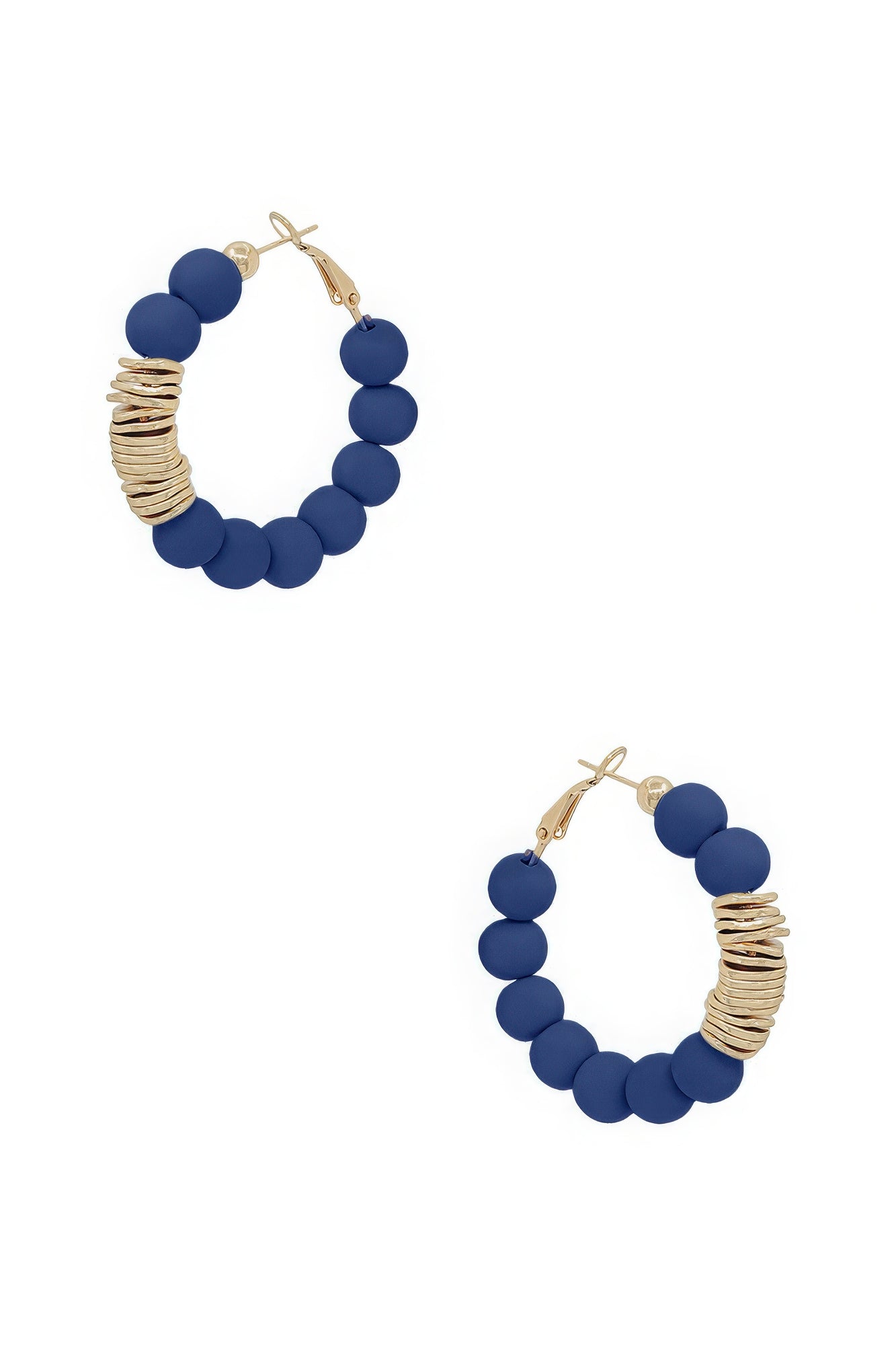 Clay Ball With Metal Accent Hoop Earring - PureLove Designs LLC