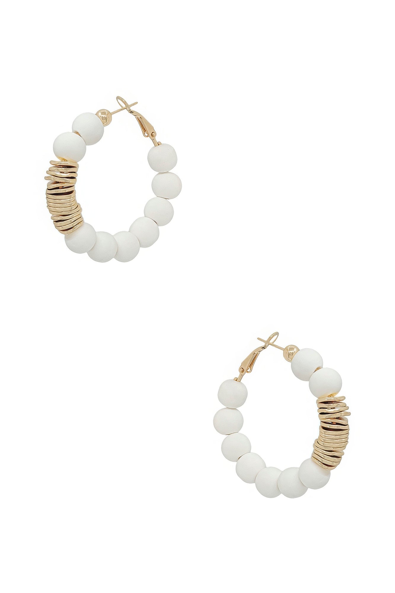 Clay Ball With Metal Accent Hoop Earring - PureLove Designs LLC
