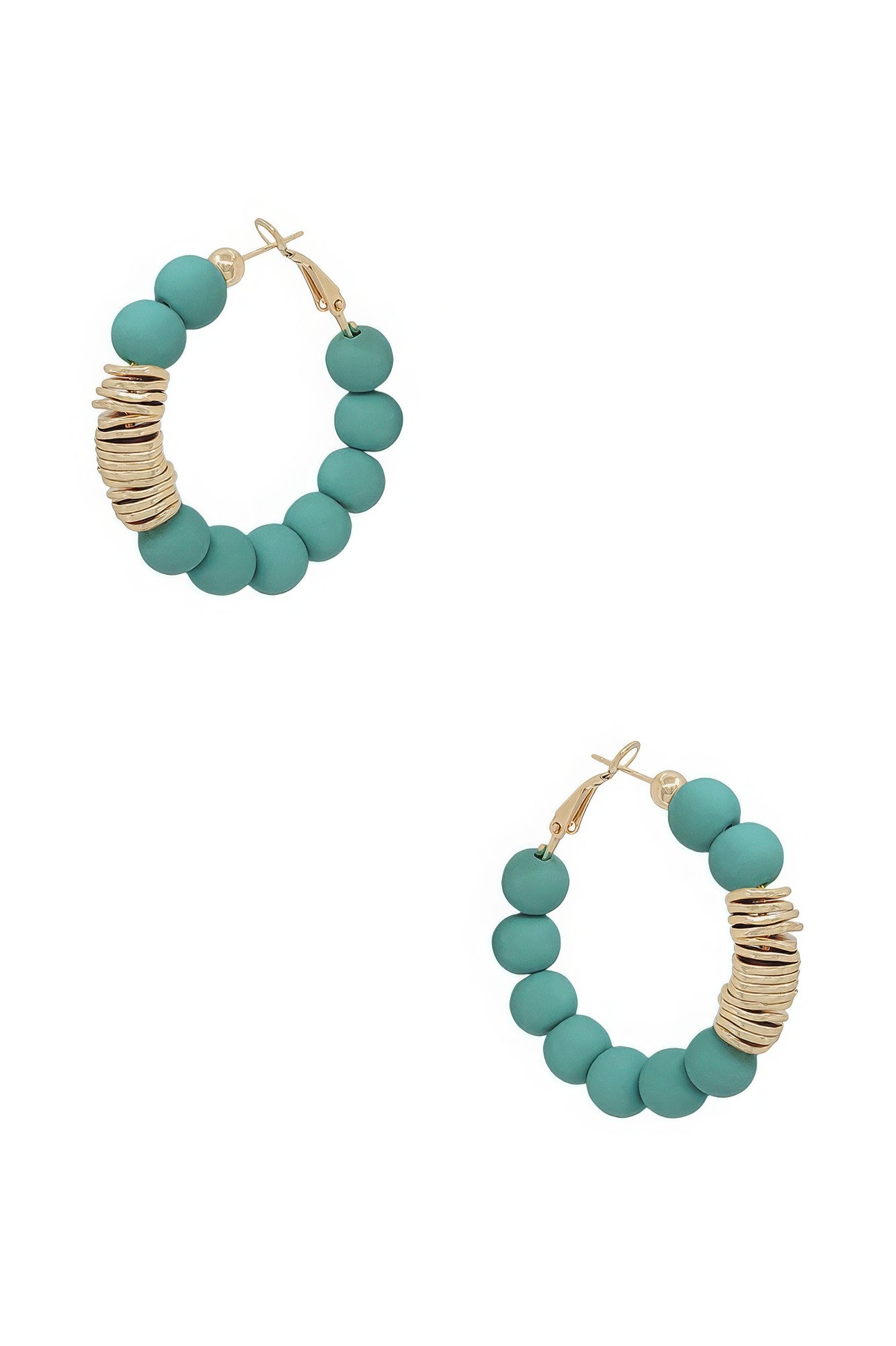 Clay Ball With Metal Accent Hoop Earring - PureLove Designs LLC
