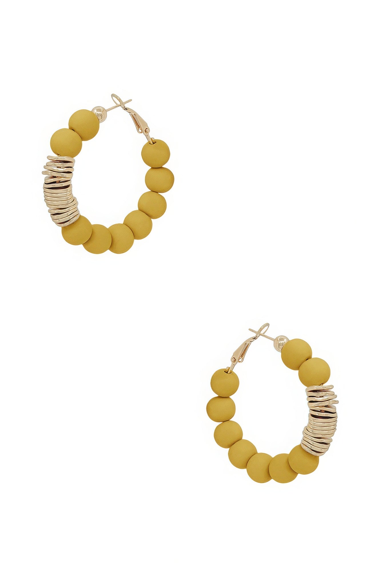 Clay Ball With Metal Accent Hoop Earring - PureLove Designs LLC