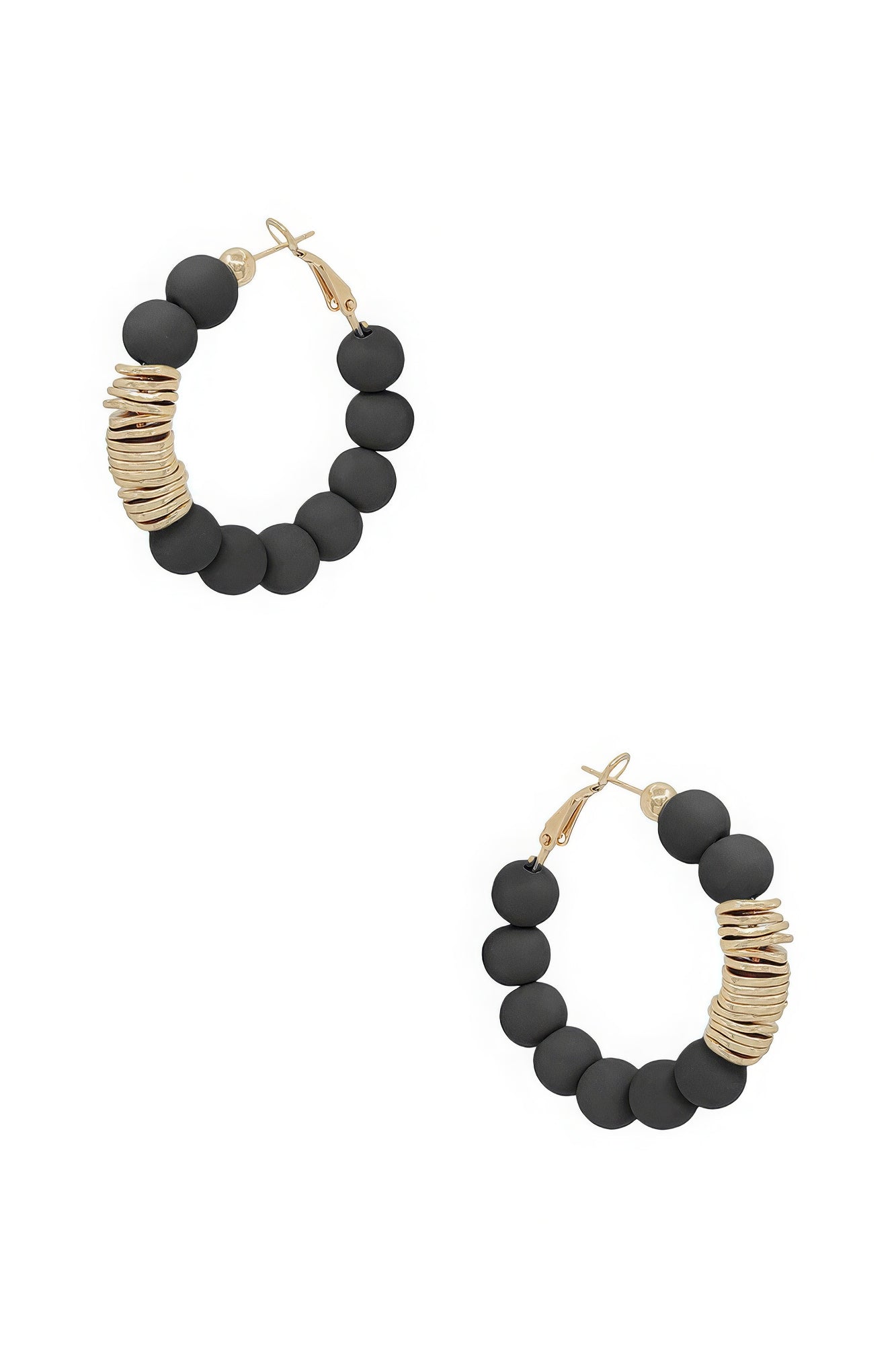 Clay Ball With Metal Accent Hoop Earring - PureLove Designs LLC