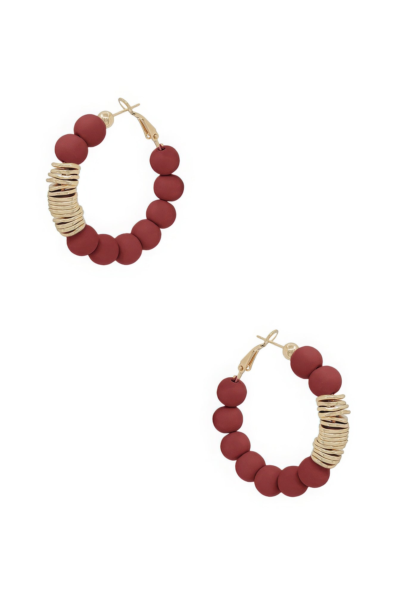 Clay Ball With Metal Accent Hoop Earring - PureLove Designs LLC