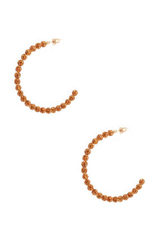 Rhinestone Bead Open Hoop Post Earring - PureLove Designs LLC