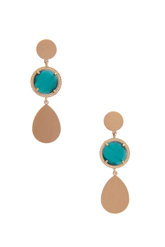 Round Gem Teardrop Dangle Earring - PureLove Designs LLC