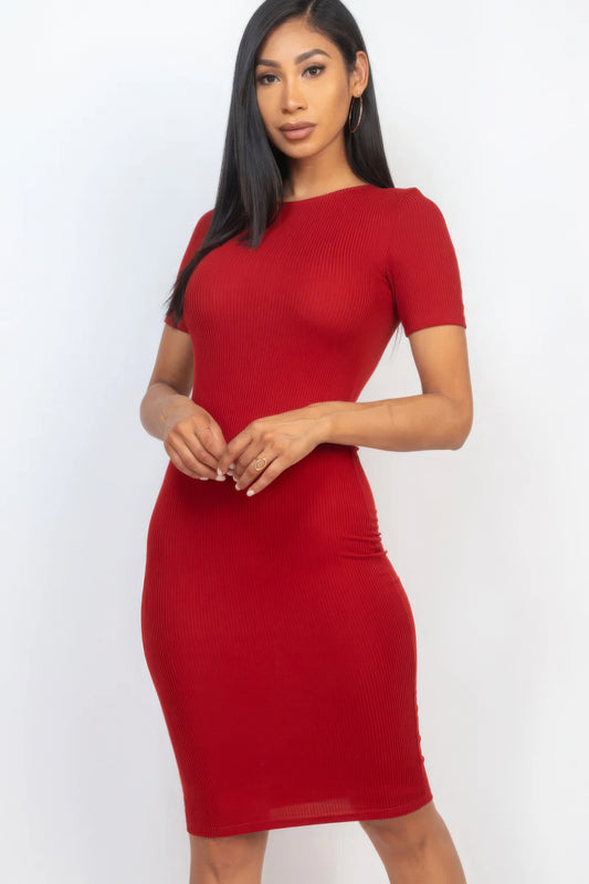 Ribbed Bodycon Midi Dress - PureLove Designs LLC