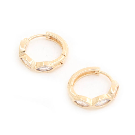 Marquise Cz 14k Gold Dipped Huggie Earring - PureLove Designs LLC