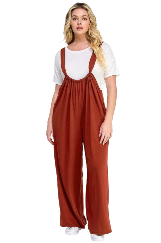 French Terry Wide Leg Jumpsuit Overalls - PureLove Designs LLC