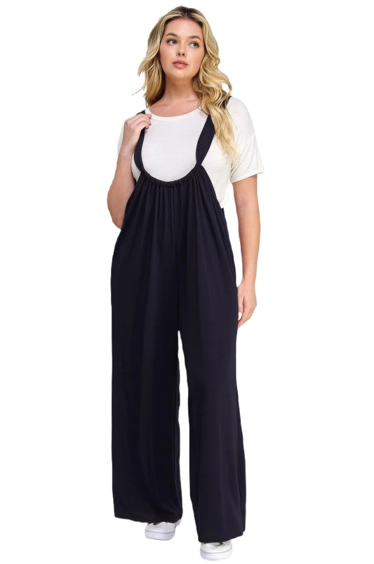 French Terry Wide Leg Jumpsuit Overalls - PureLove Designs LLC