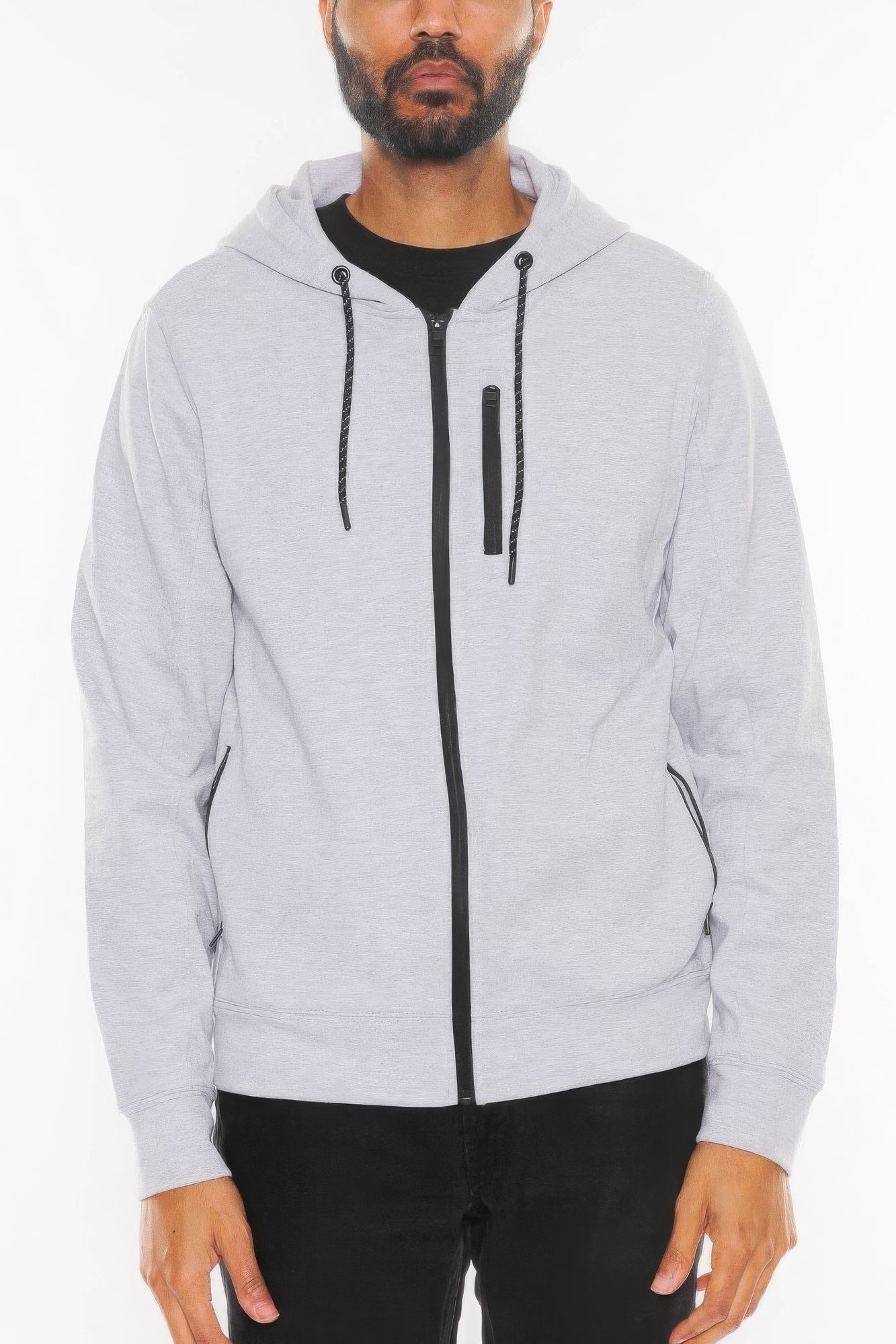 Solid Heathered Zip Up Jacket - PureLove Designs LLC