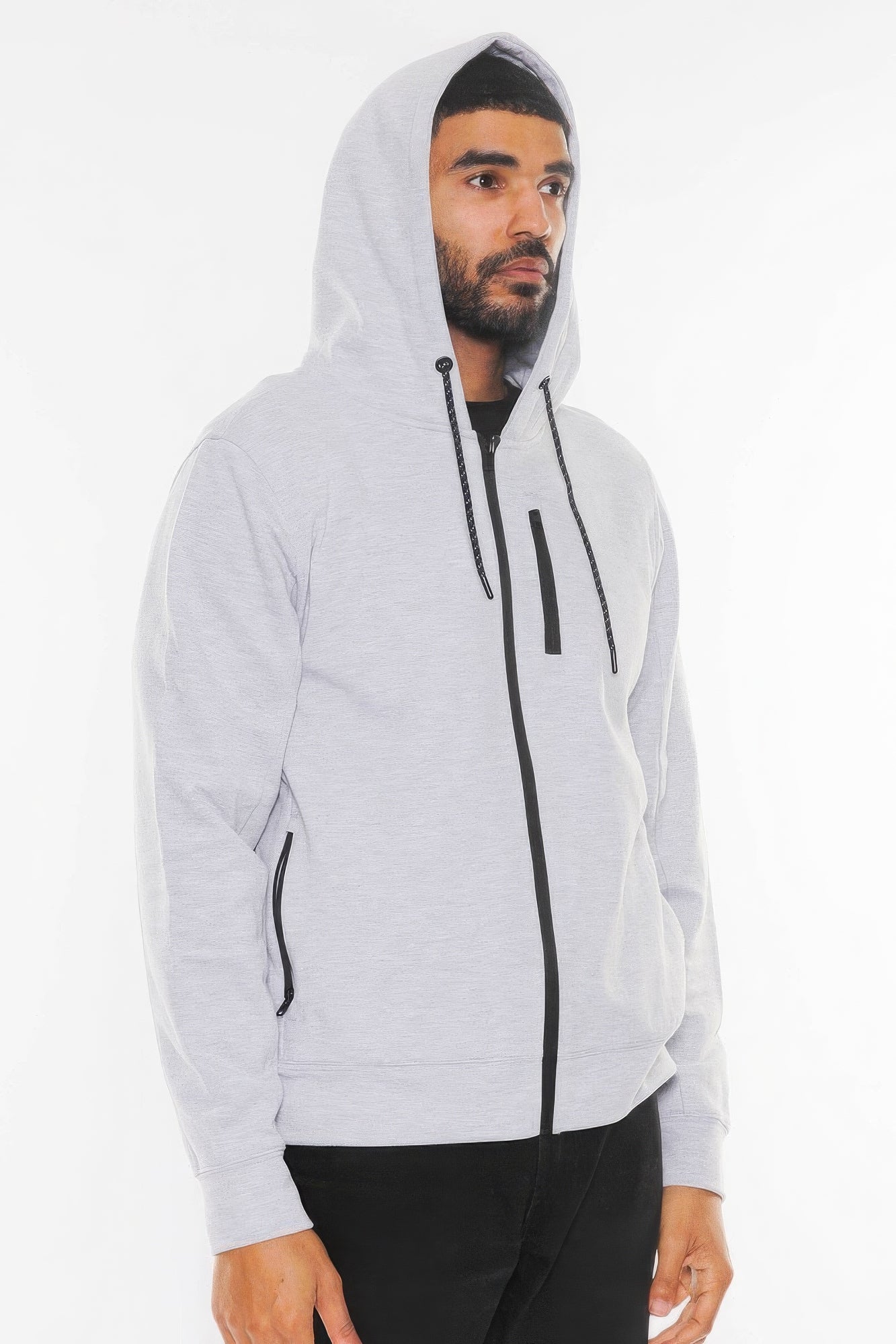 Solid Heathered Zip Up Jacket - PureLove Designs LLC