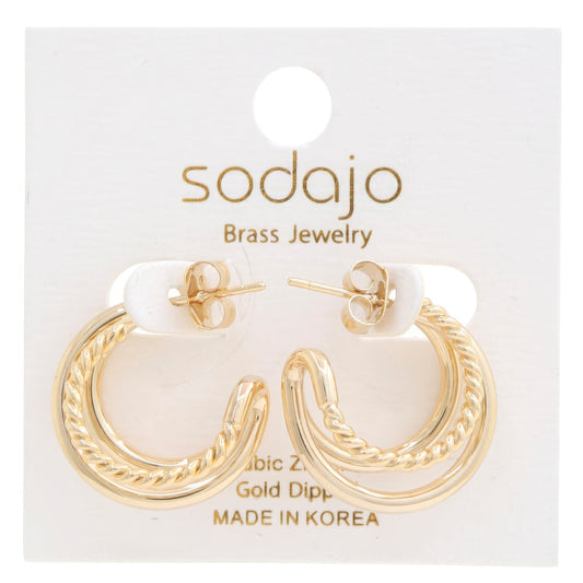 Double Hoop Rope Gold Dipped Earring - PureLove Designs LLC