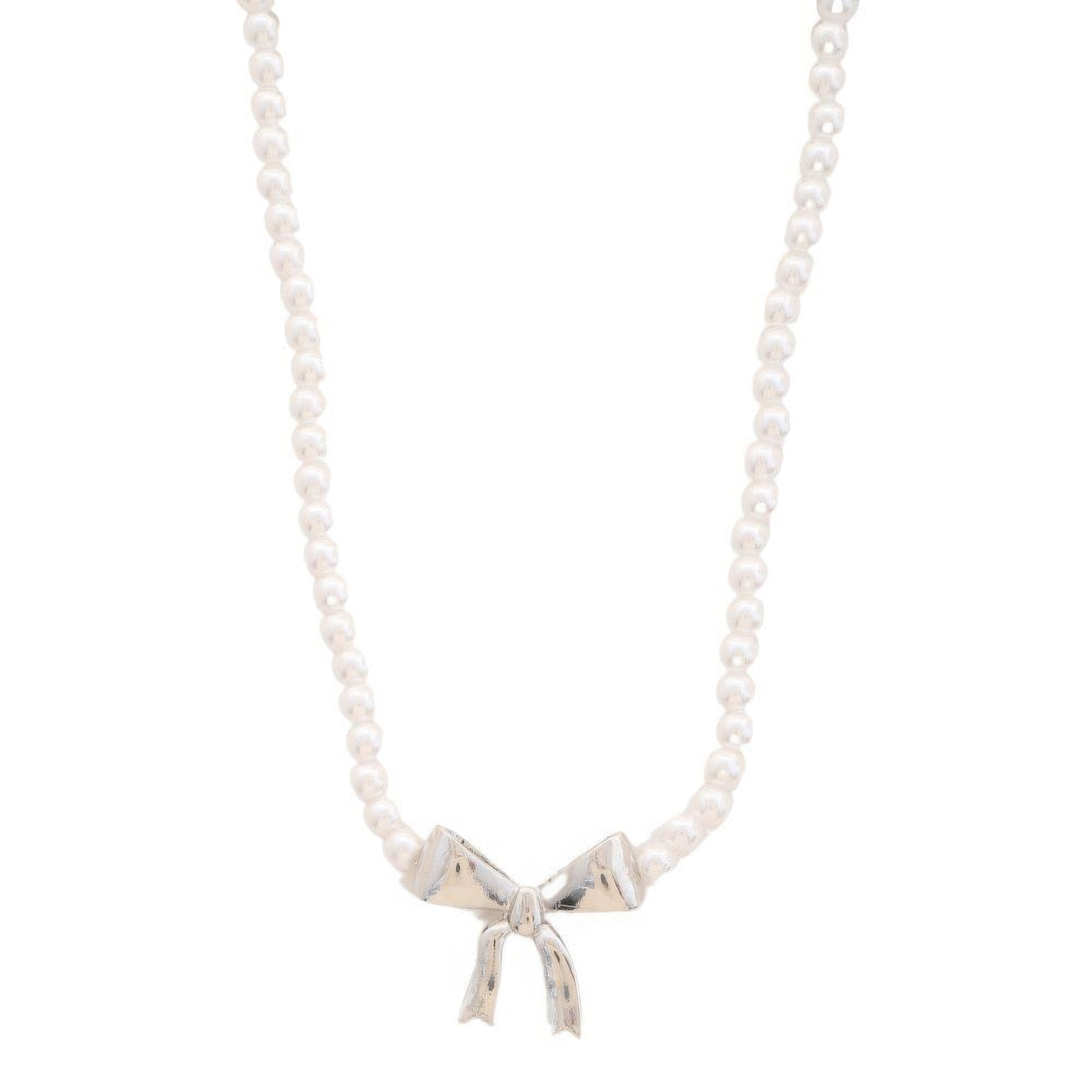 Pearl Ribbon Bow Pendant Necklace - PureLove Designs LLC