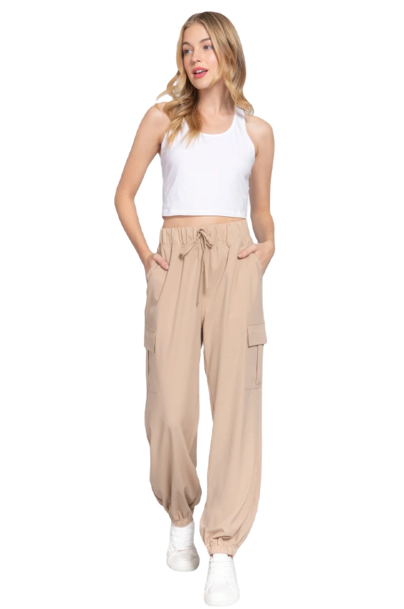 Light Weight Stretch Woven Cargo Jogger Pants - PureLove Designs LLC