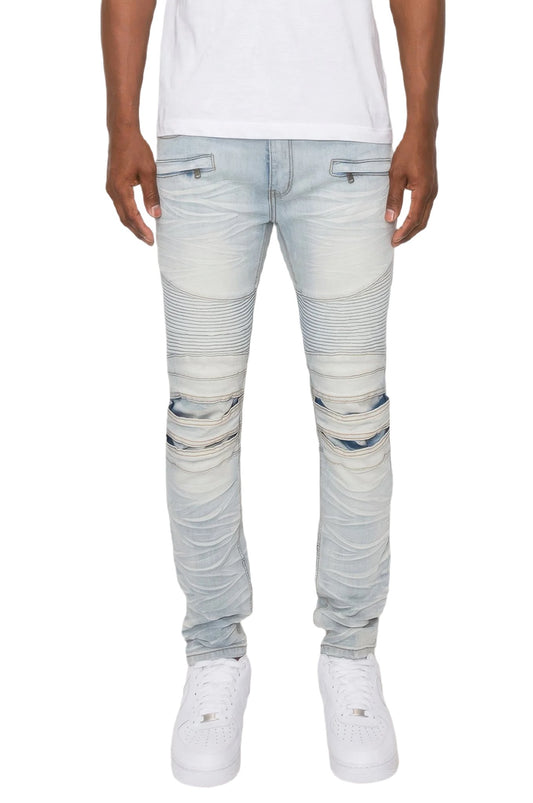Men Creased Biker Denim Jeans - PureLove Designs LLC