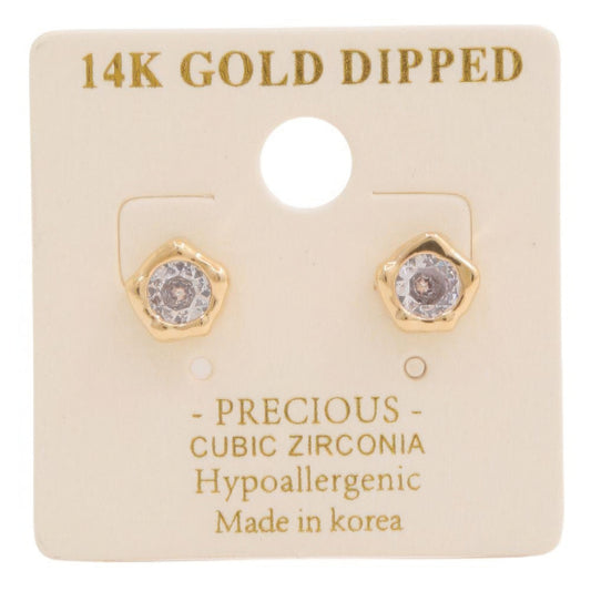 14k Gold Dipped Cz Stone Stud Earring - PureLove Designs LLC