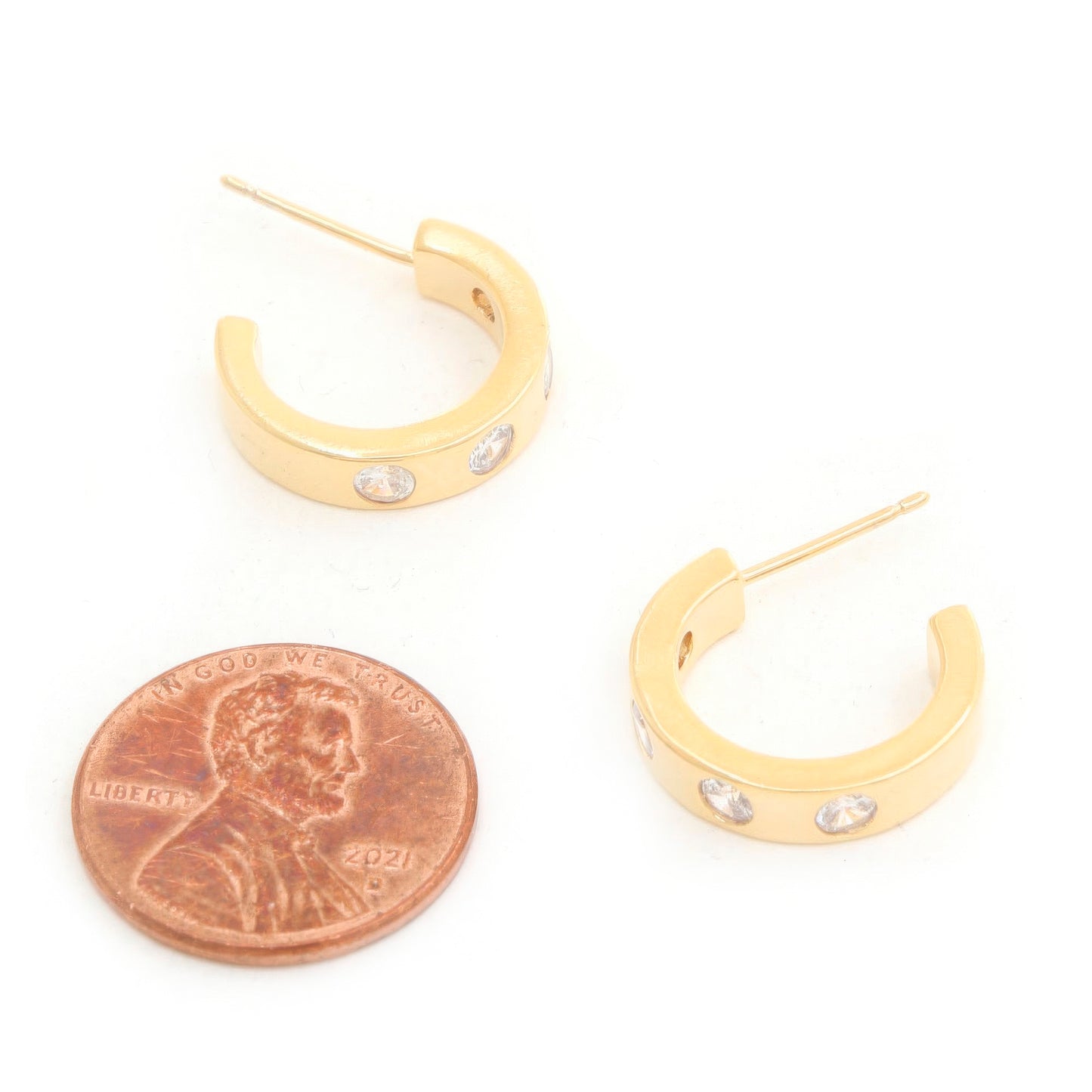 14k Rhinestone Hoop Gold Dipped Earring - PureLove Designs LLC