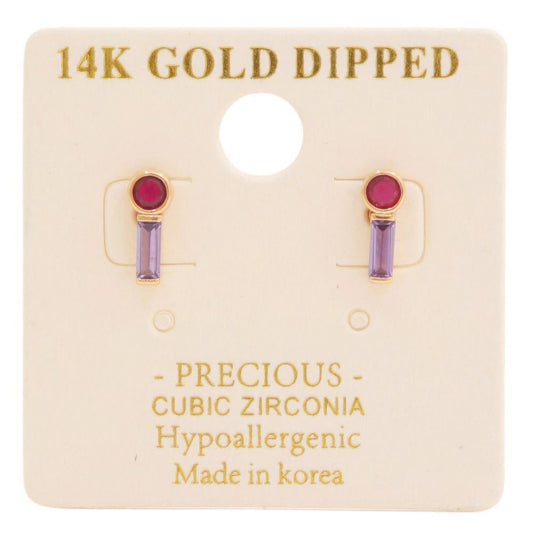 14k Gold Dipped Cz Stone Stud Earring - PureLove Designs LLC