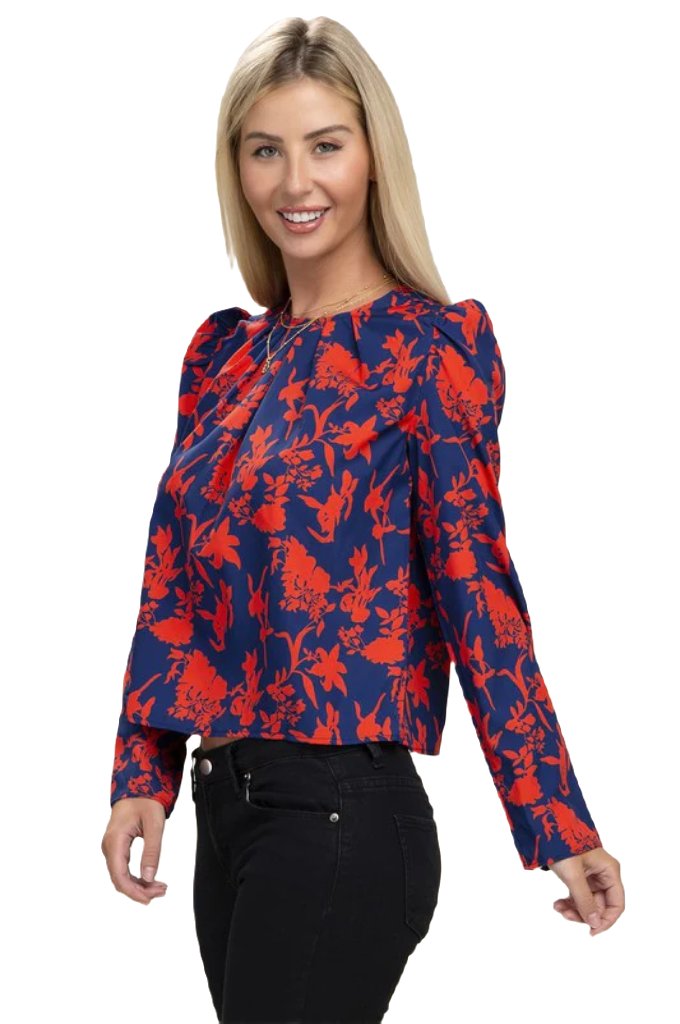 Floral Print  Puff Sleeve Blouse - PureLove Designs LLC