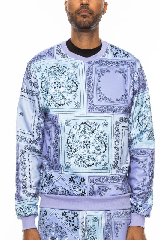 Paisley All Over Print Crewneck Sweatshirt - PureLove Designs LLC