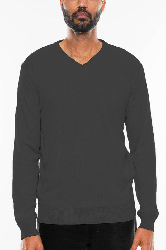 Solid Vneck Knit Pullover Sweater - PureLove Designs LLC