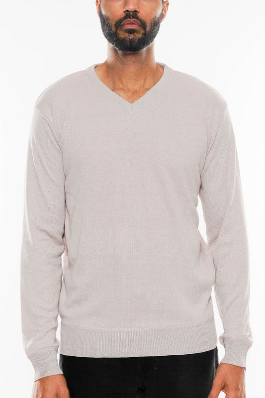 Solid Vneck Knit Pullover Sweater - PureLove Designs LLC