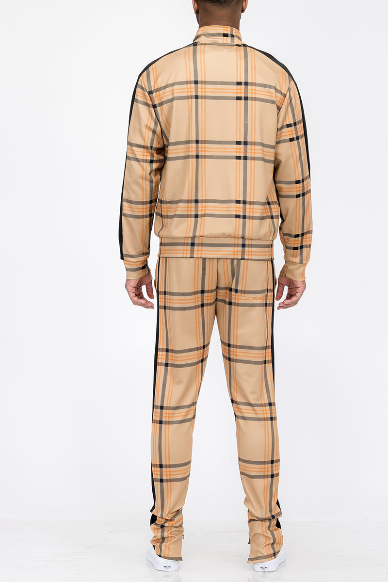 Plaid Track Jacket and Pant Set - PureLove Designs LLC