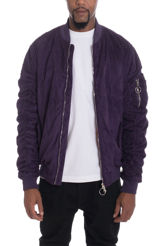 Plum Faux Suede Tagged Bomber - PureLove Designs LLC