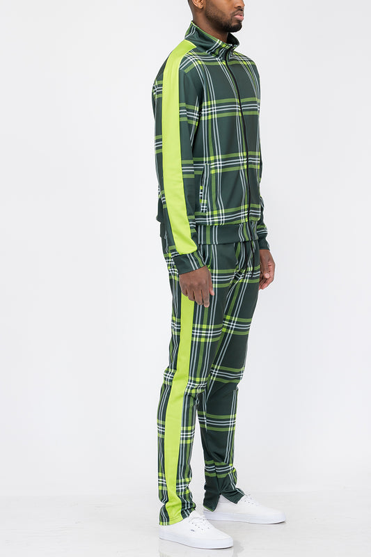Plaid Track Jacket and Pant Set - PureLove Designs LLC