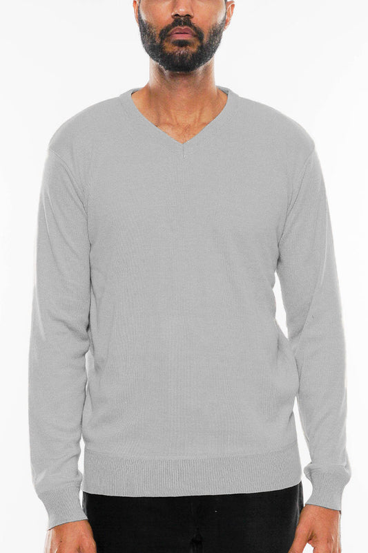 Solid Vneck Knit Pullover Sweater - PureLove Designs LLC