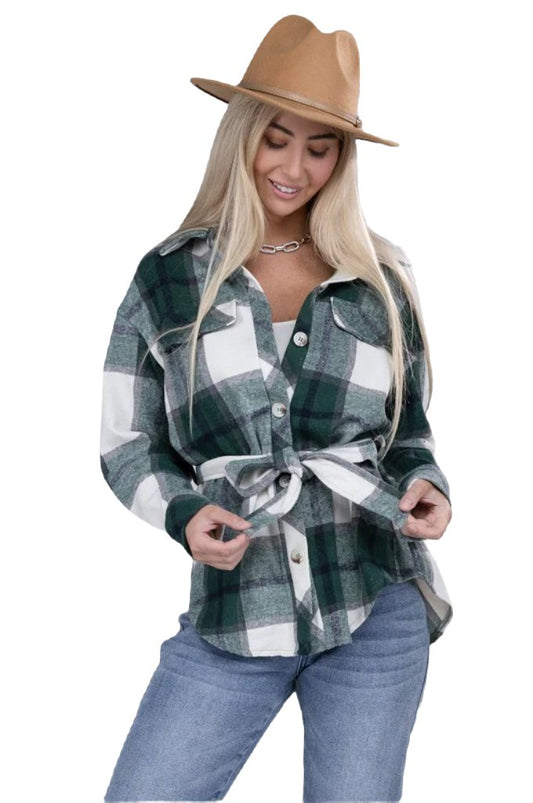Plaid Belted Shacket - PureLove Designs LLC