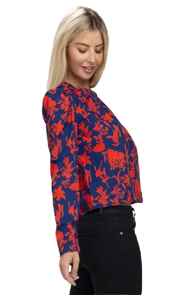 Floral Print  Puff Sleeve Blouse - PureLove Designs LLC