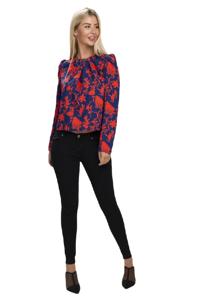 Floral Print  Puff Sleeve Blouse - PureLove Designs LLC