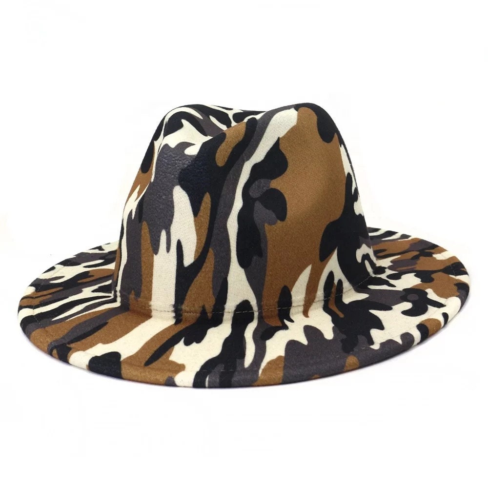 Fedora, stiff fedora hat, fedora for woman, fedora for men, classic fit fedora, jazz hat, short brim hat, boho hat, camouflage hat - PureLove Designs LLC