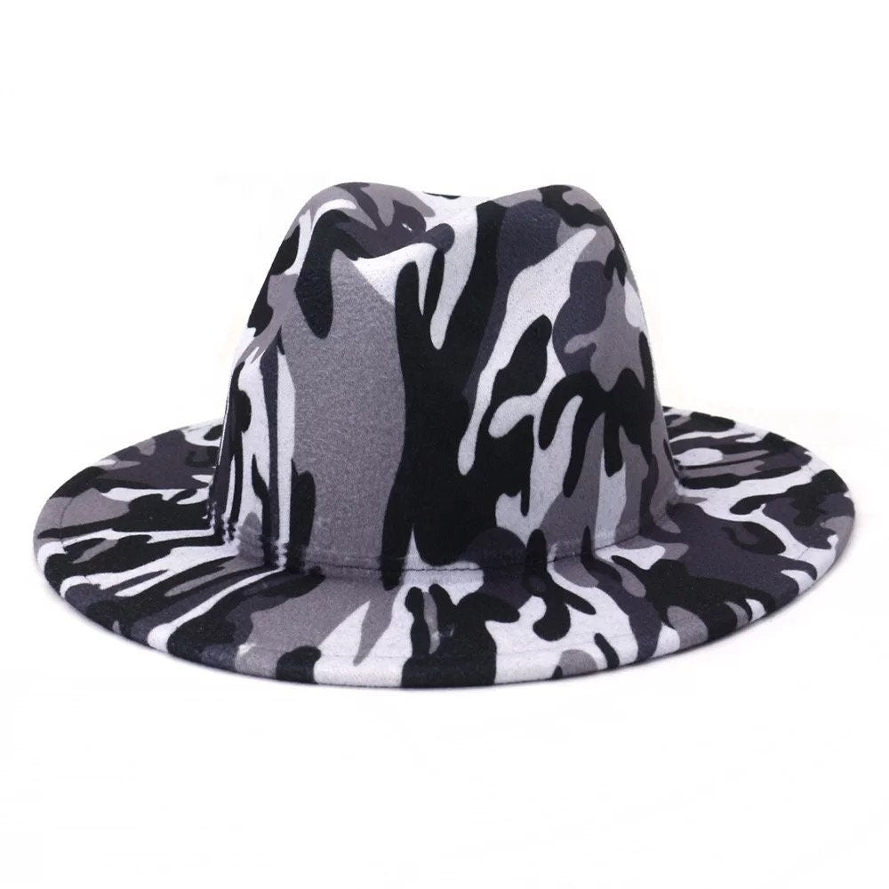 Fedora, stiff fedora hat, fedora for woman, fedora for men, classic fit fedora, jazz hat, short brim hat, boho hat, camouflage hat - PureLove Designs LLC