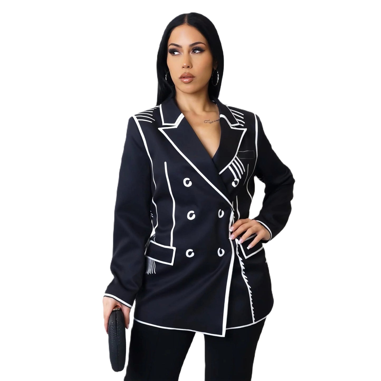 Black and white blazer/Business Blazer/Sketch Style/Couture Blazer - PureLove Designs LLC