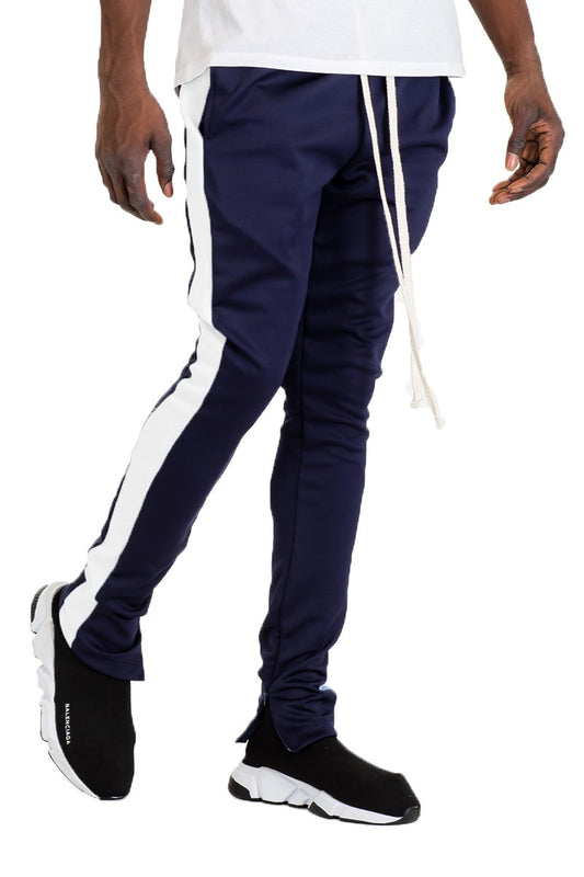CLASSIC SLIM  FIT TRACK PANTS- NAVY/ WHITE - PureLove Designs LLC